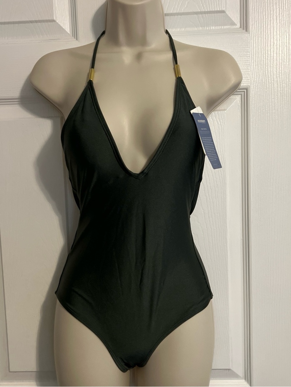 NWT Mosmann Australia green one piece swimsuit with gold accents size xs